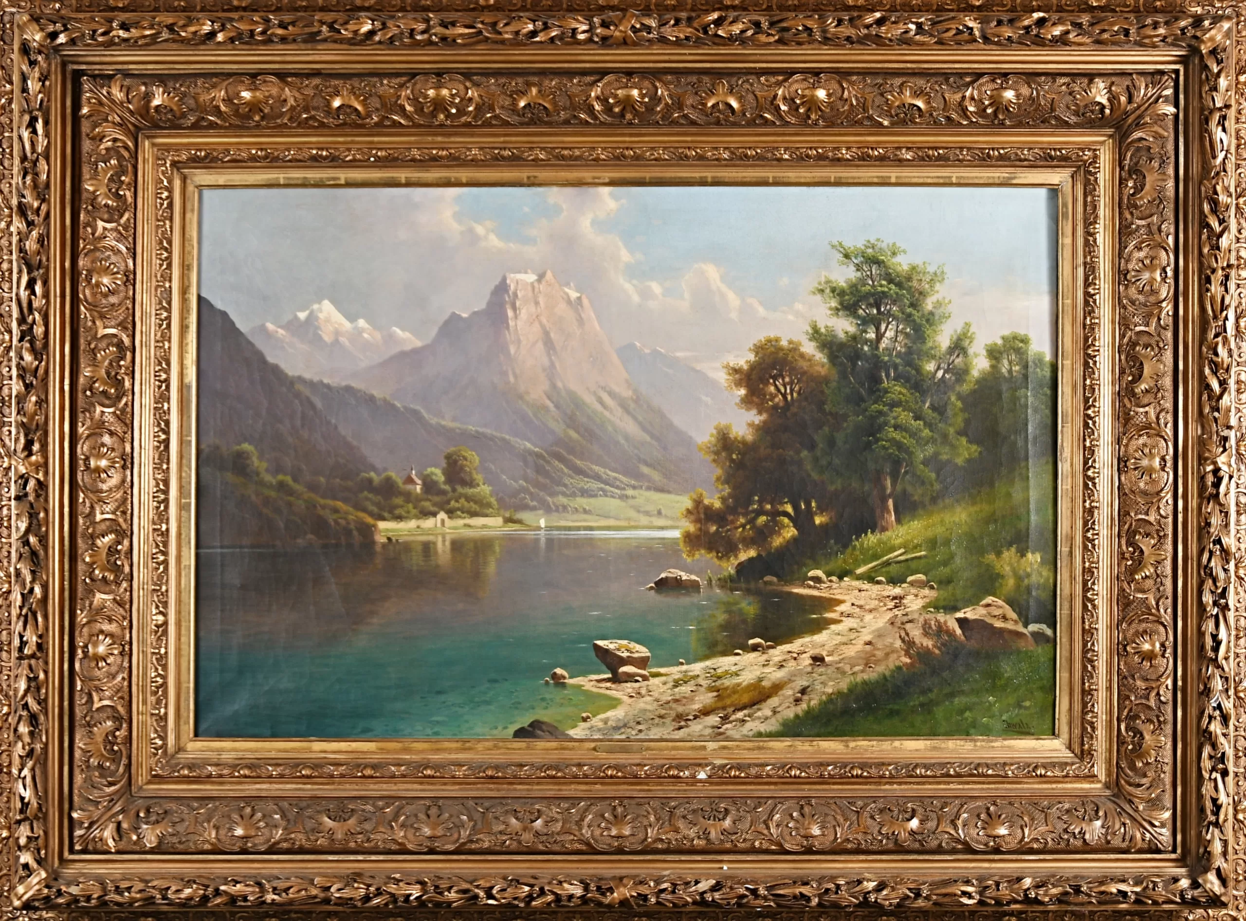 Přední strana obrazu, Chwala Adolf (1836-1900), Jezero Krottensee