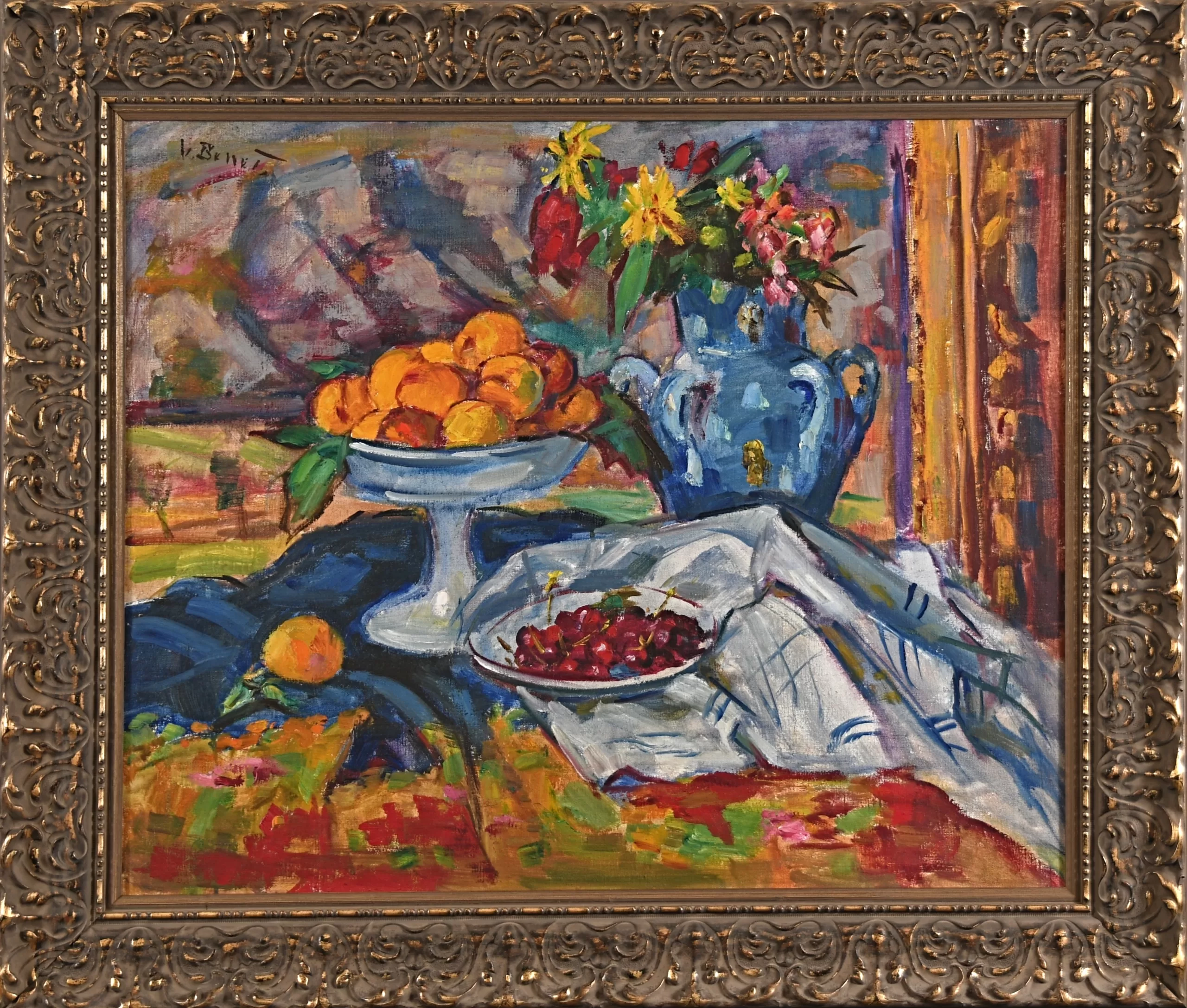Přední strana obrazu, Beneš Vincenc (1883-1979), Zátiší s meruňkami