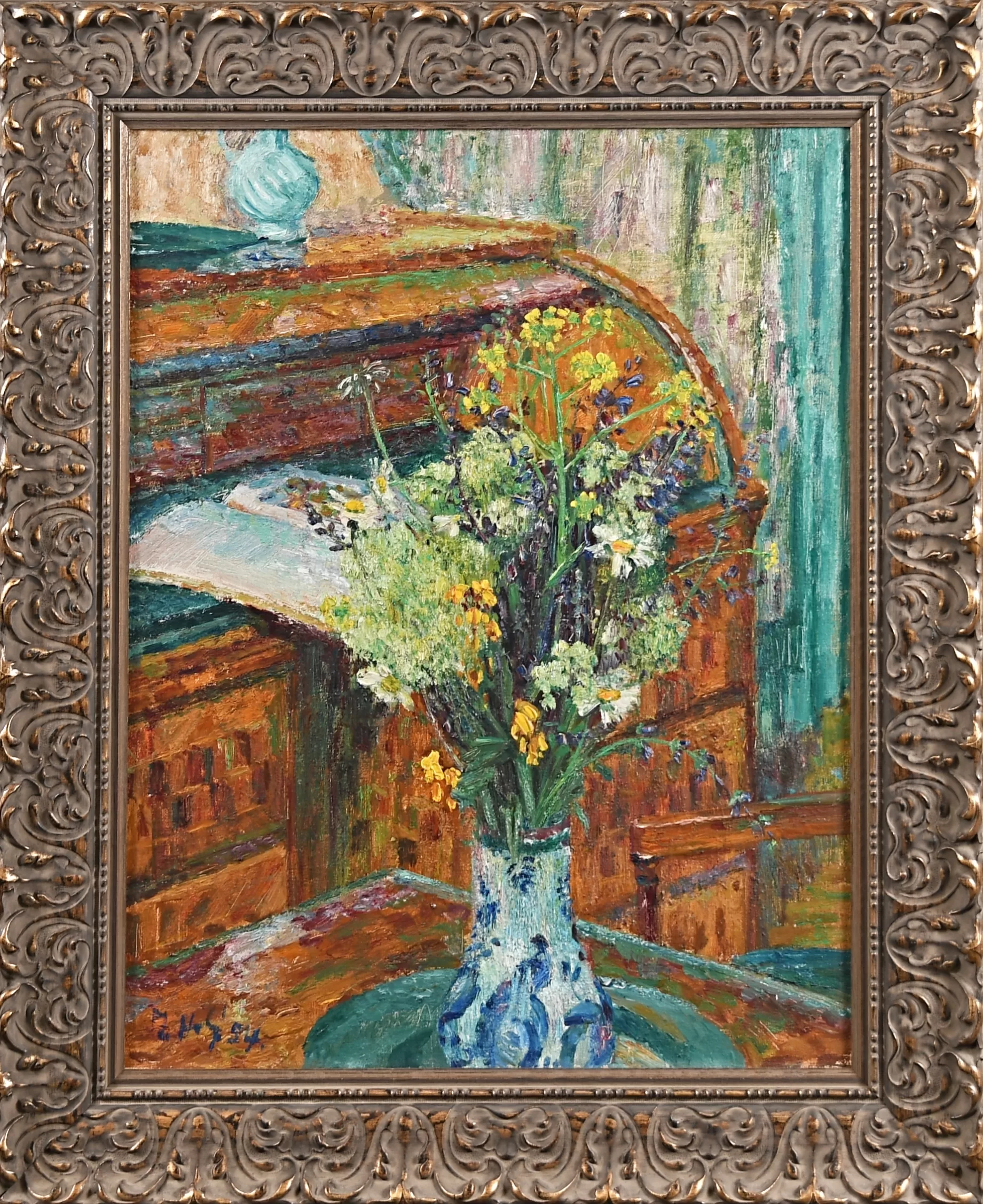 Přední strana obrazu, Holý Miloslav (1897-1974), Polní kytice v ateliéru