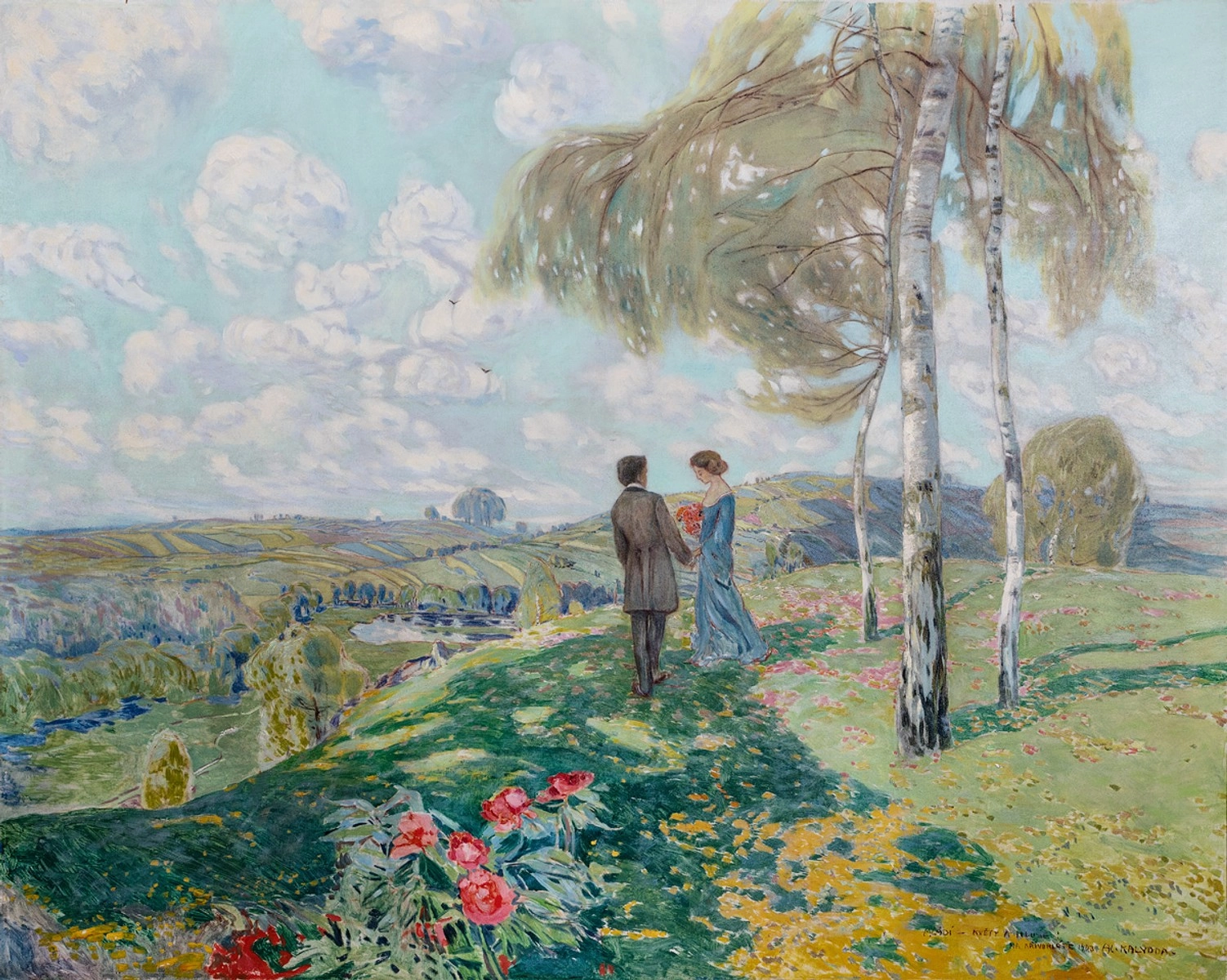 Zadní strana obrazu, Kalvoda Alois (1875-1934), Mládí - Květy a Illuse