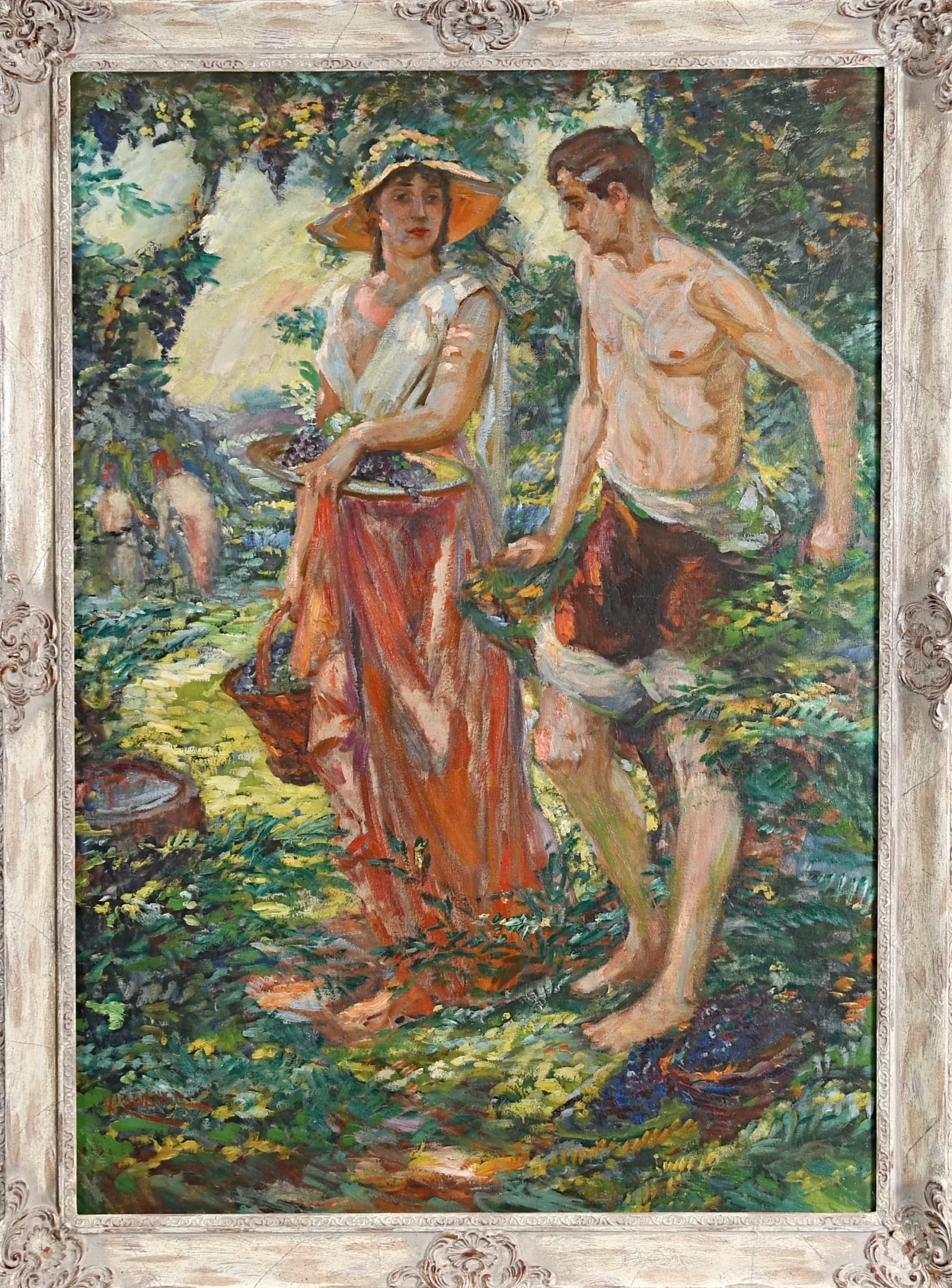 Přední strana obrazu, Košvanec Vlastimil (1887-1961), Sběr hroznů