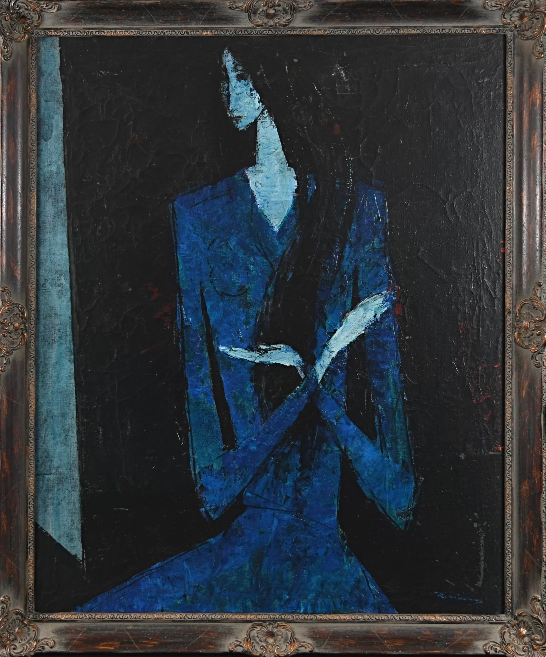 Přední strana obrazu, Wiesner Richard (1900-1972), Dívka v modrých šatech